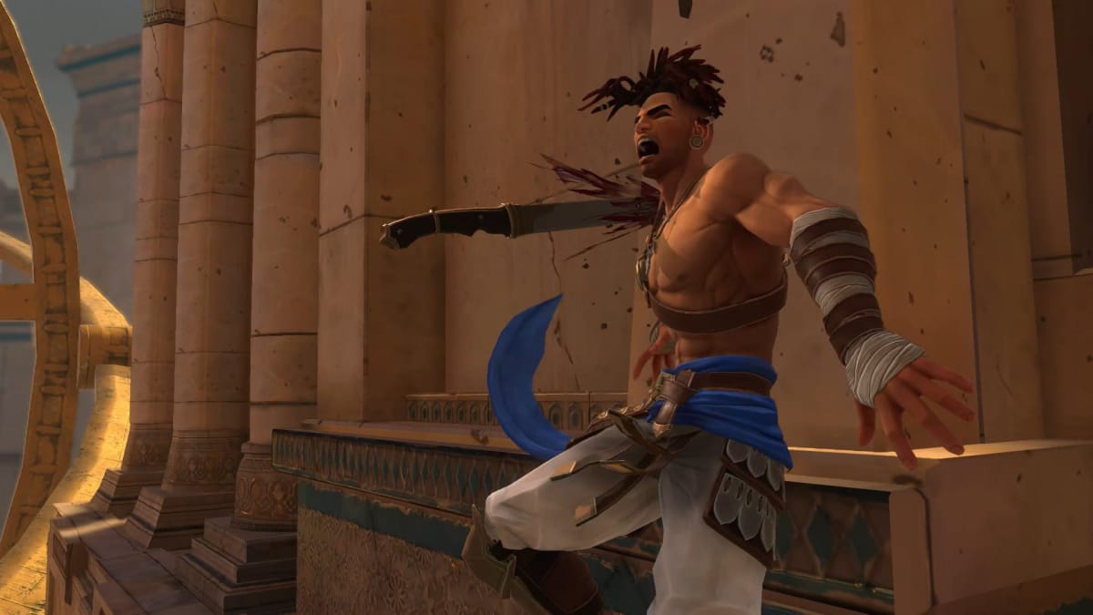 Sargon is impaled against a wall in Prince of Persia: The Lost Crown