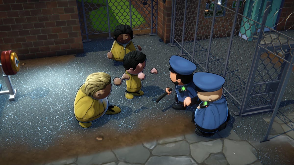 Prisoners engaged in a fight with guards in Prison Architect 2
