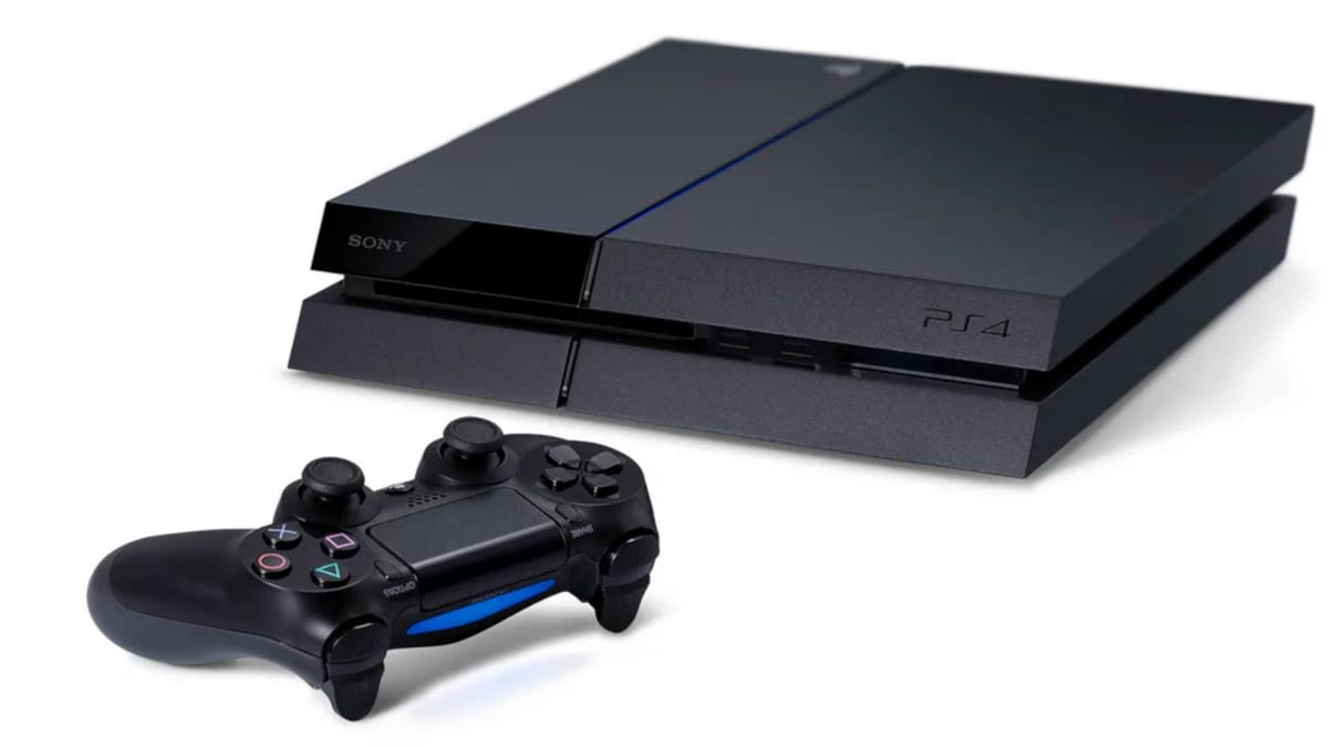 An angled shot of the PS4 and its DualShock 4 controller