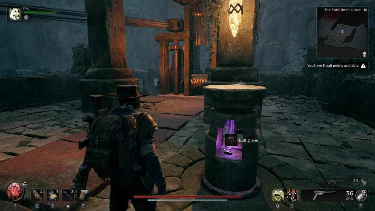 Image of the Bolt Driver in a pedestal as your reward for completing the secret water harp song