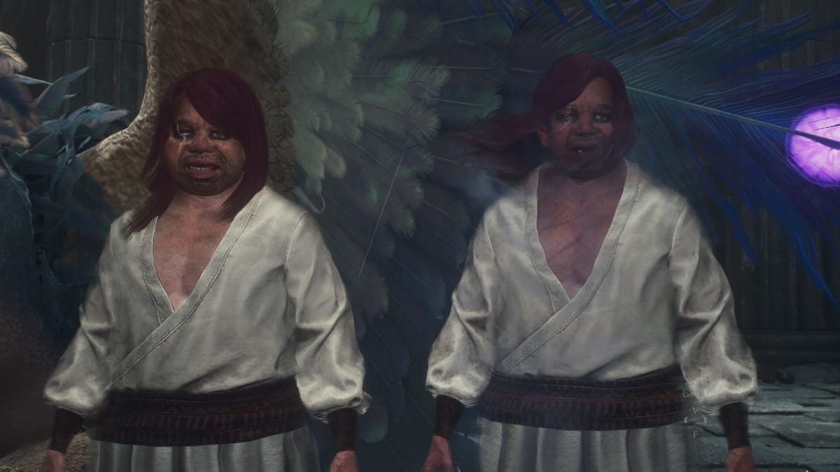 Image of Dante and Vergil in Dragons Dogma 2 Side By Side for the Sphinx Riddle