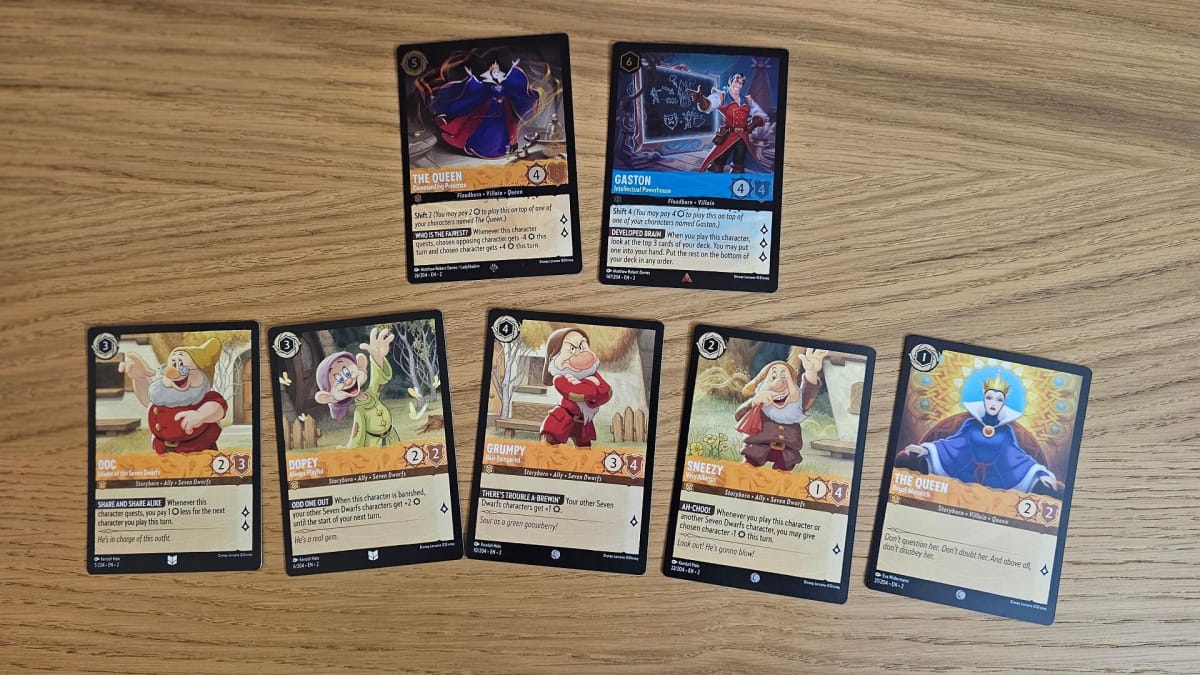 Our choice cards from the Rise of the Floodborn Amber and Sapphire starter deck.