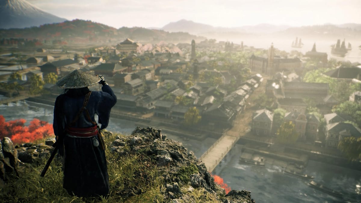 The player looking out over Rise of the Ronin's open world