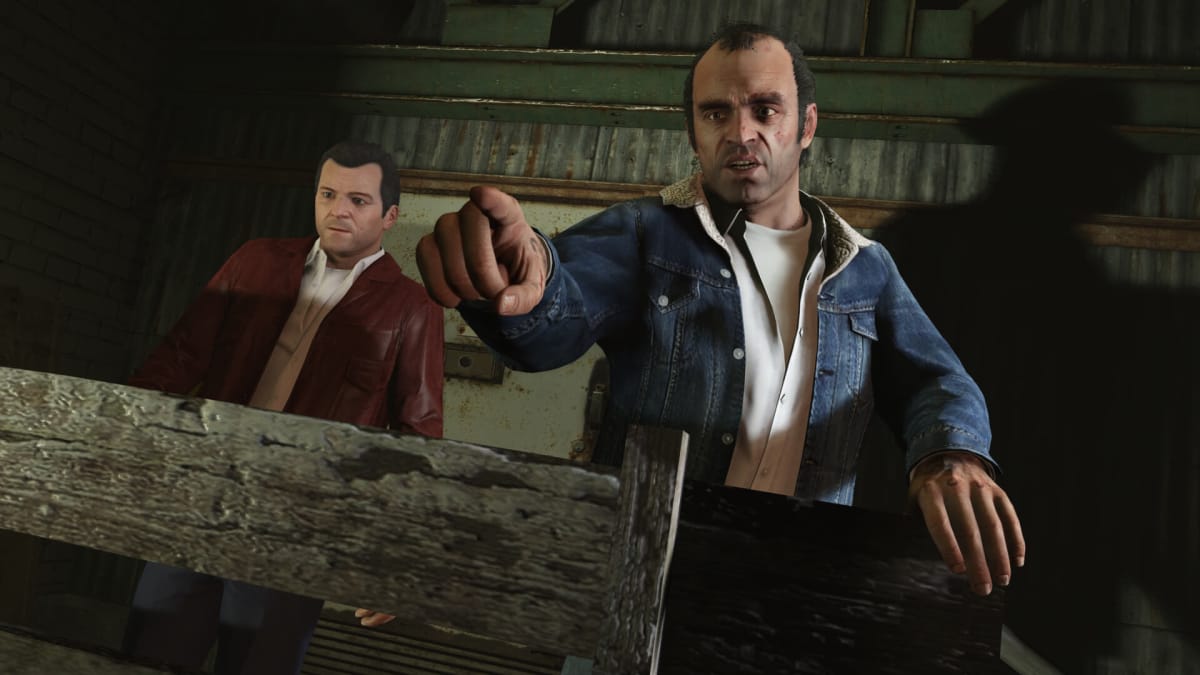 Trevor pointing while Michael looks on in Grand Theft Auto 5, the last single-player GTA game before Grand Theft Auto 6