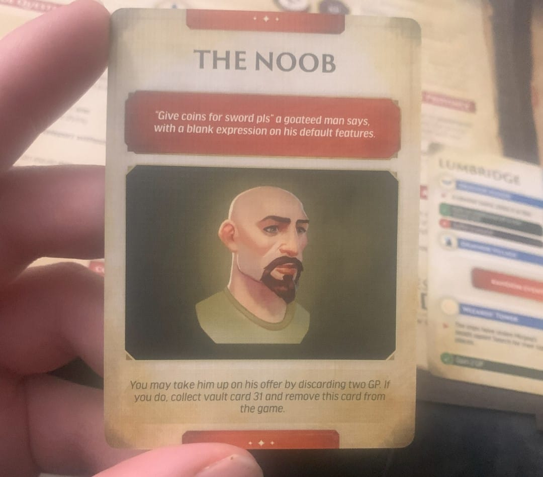 A screenshot of The Noob event card from Runescape Kingdoms Shadow of Elvarg