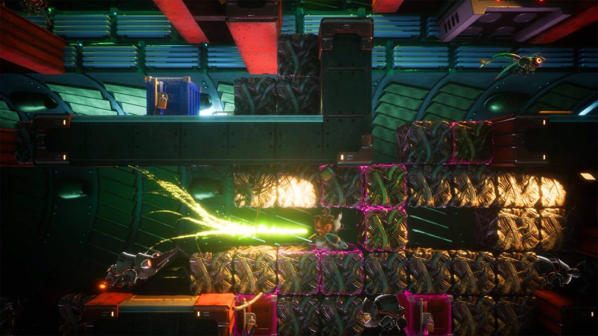 A Rusty Rabbit Gameplay screenshot showing Stamp dashing in a dungeon
