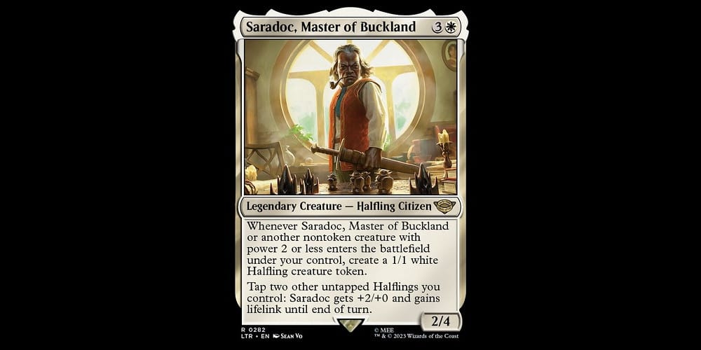 Saradoc, Master of Buckland a Tales of Middle-Earth MTG Starter Set Upgrade Card