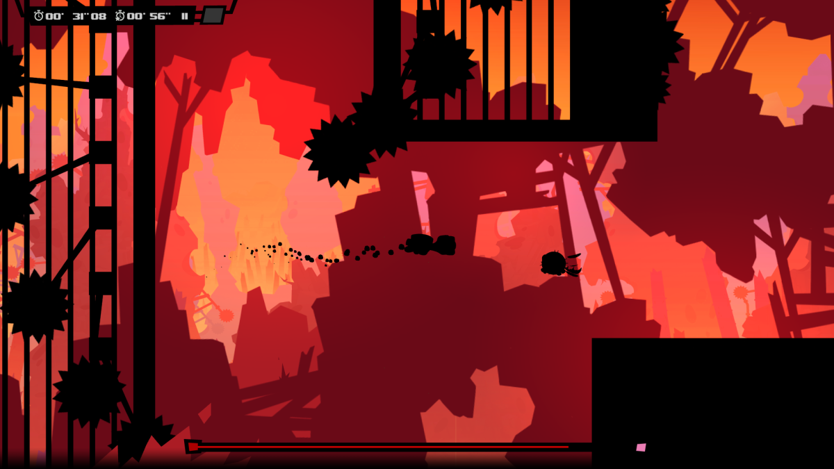 Screenshot from a Super Meat Boy Forever level