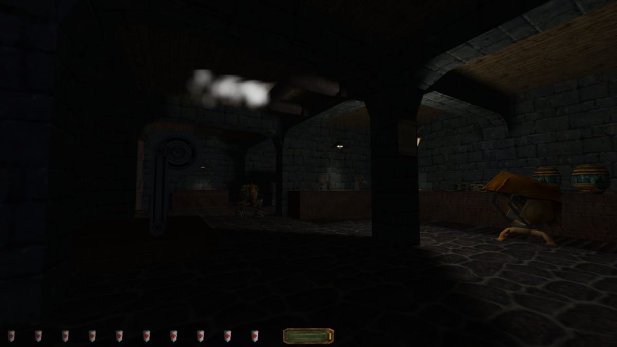 A player can be seen exploring a level