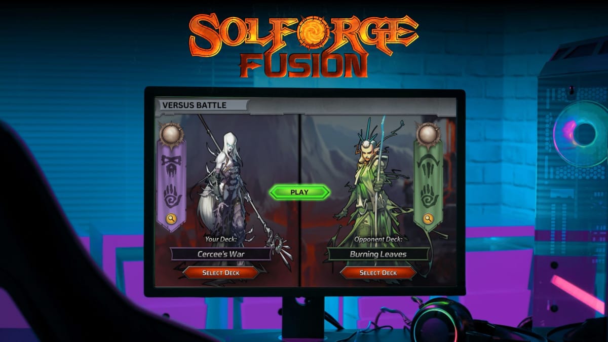 An image showing the interface of the SolForge Fusion Digital character select screen