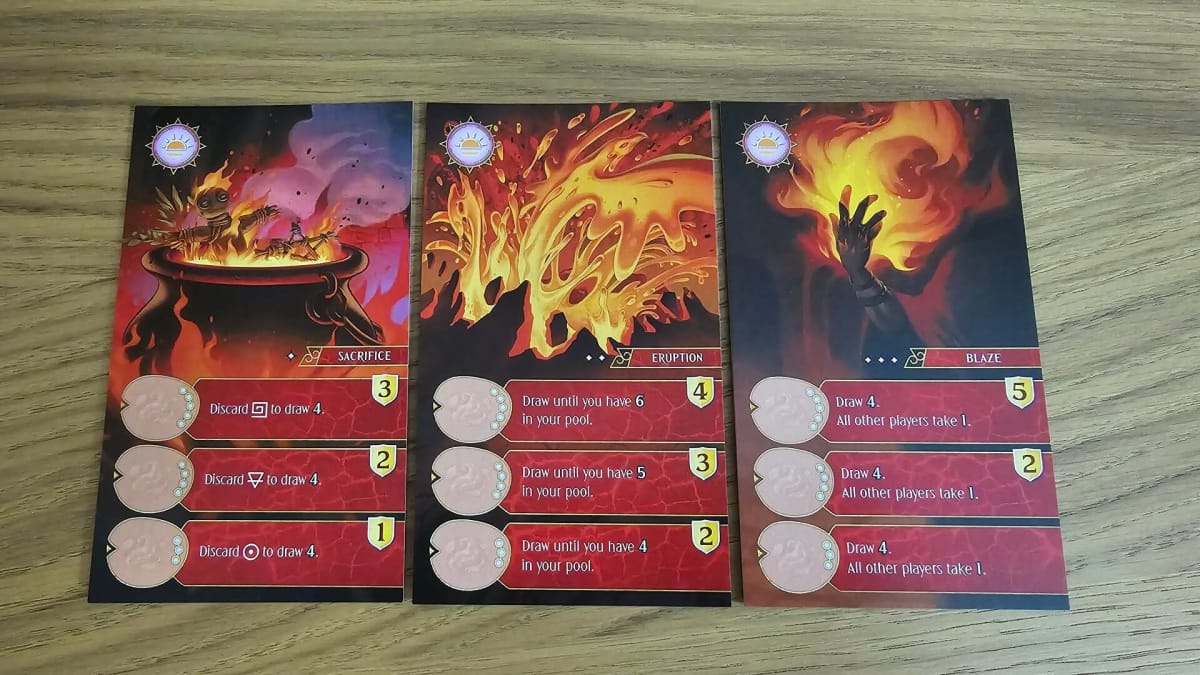 The 1, 2 and 3-star red spells cards