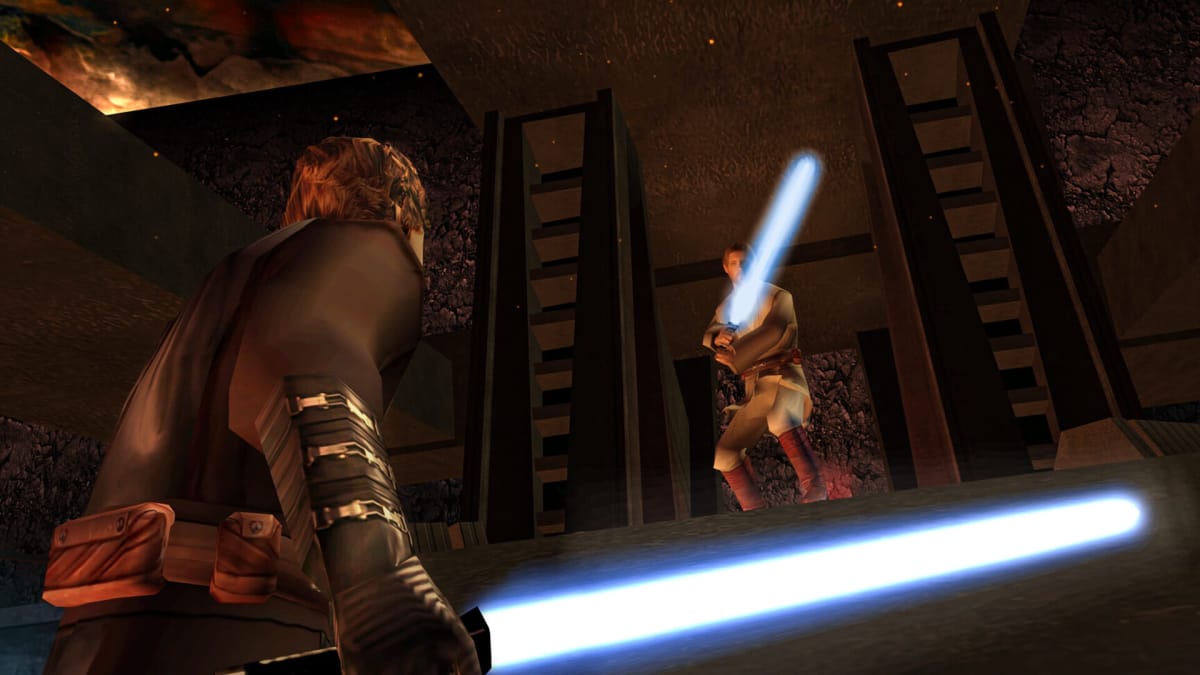 Anakin and Obi-Wan facing off against each other in Star Wars: Battlefront Classic Collection