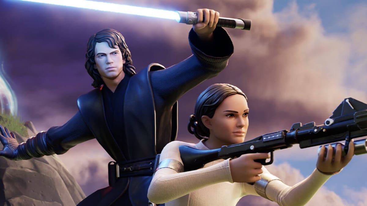 Anakin and Padme in a previous Star Wars Fortnite crossover