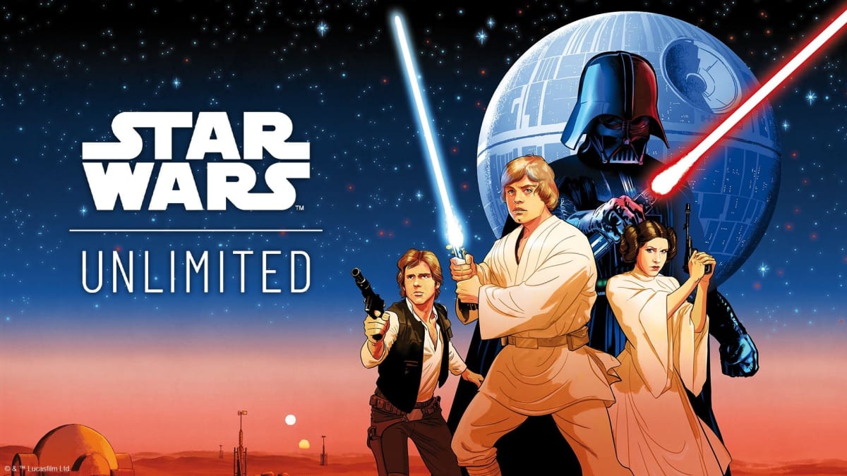 Star Wars Unlimited artwork, showing the heroes of the movies.