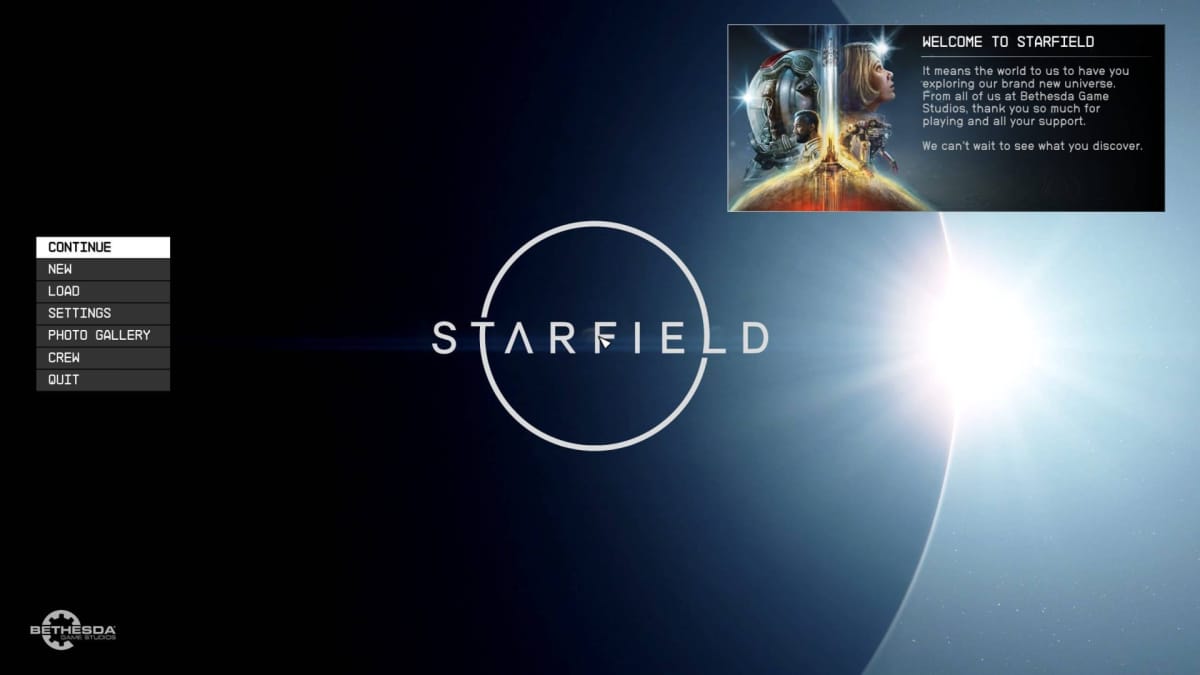 Starfield Default menu