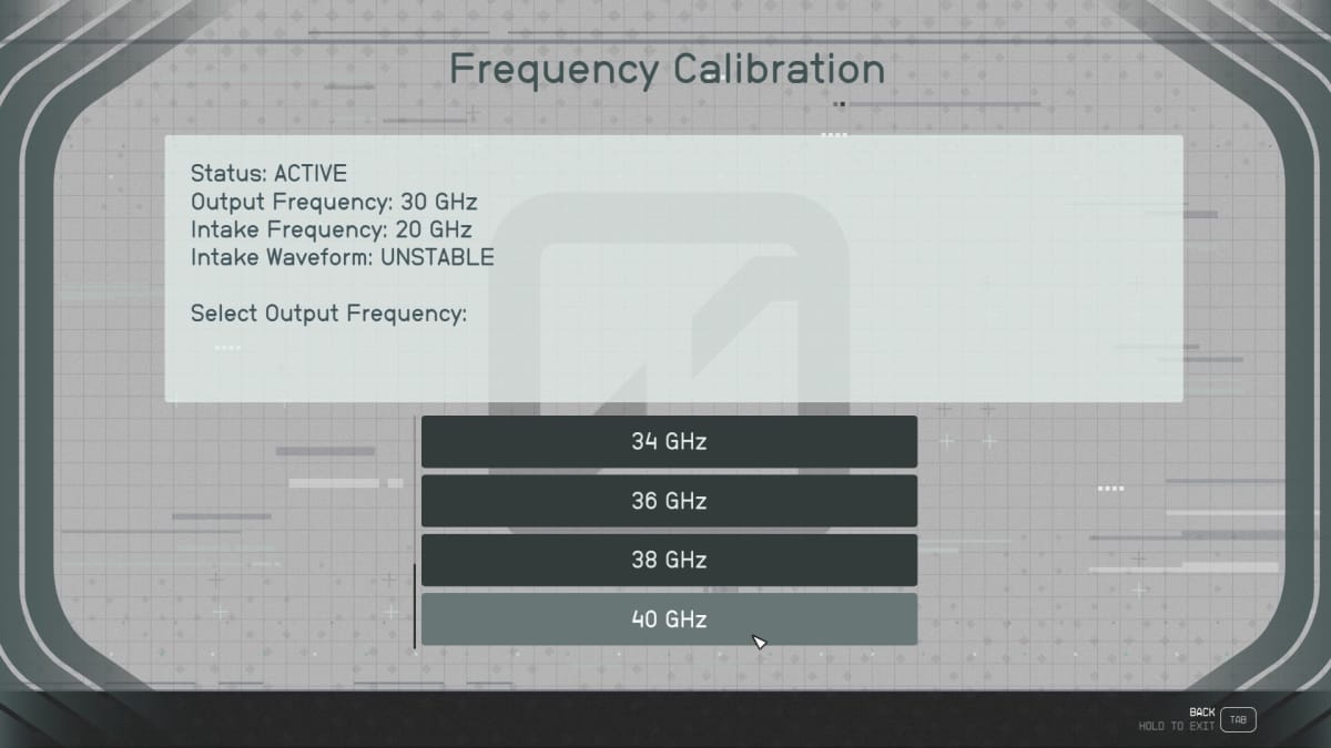 Setting the output frequency during Frequency Calibration to 40 GHz.