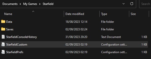 The Starfield Folder in Windows Documents.