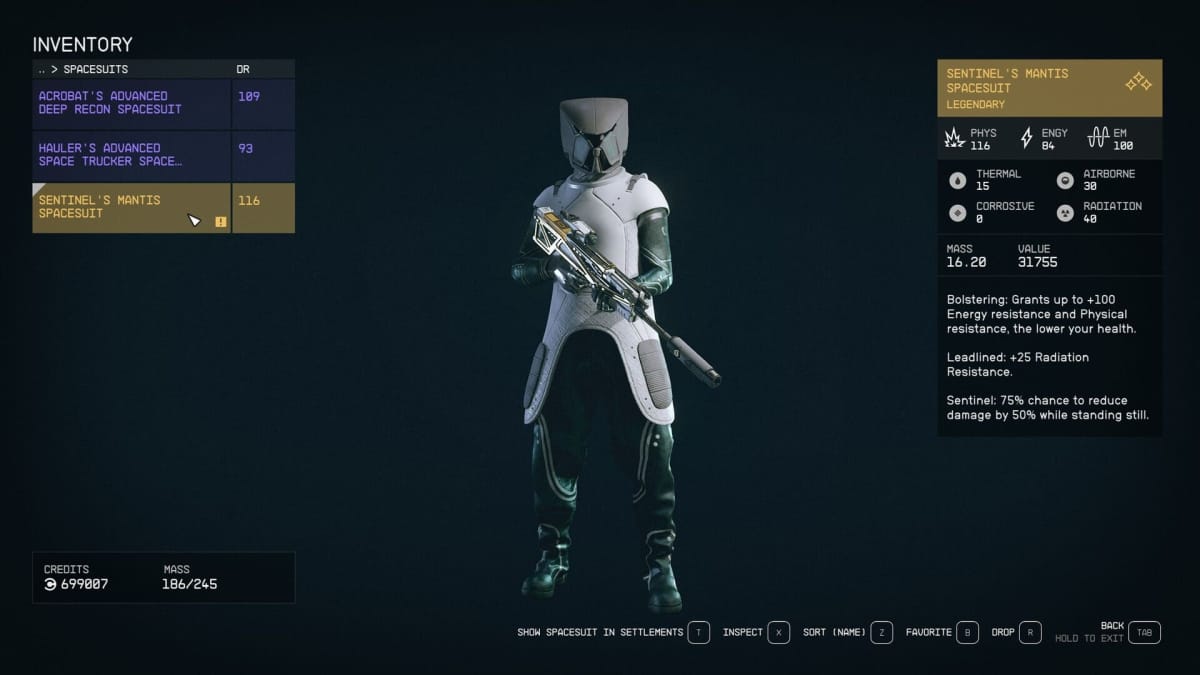 The full suit of Mantis Armor