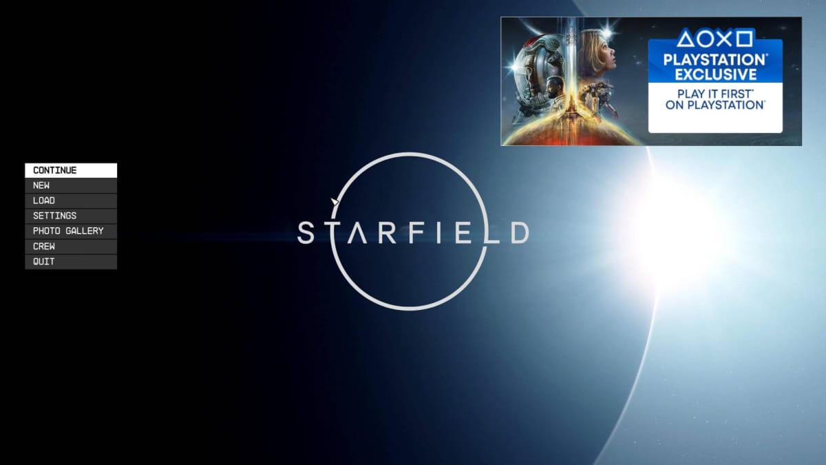Starfield PlayStation Exclusive Menu