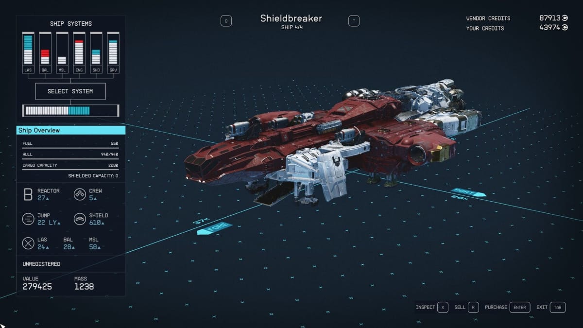 Starfield Shieldbreaker Ship Stats Page