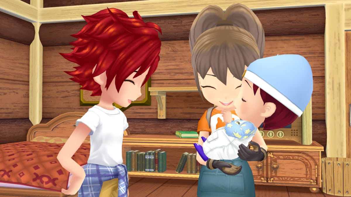 Two parents with a child in Story of Seasons: A Wonderful Life