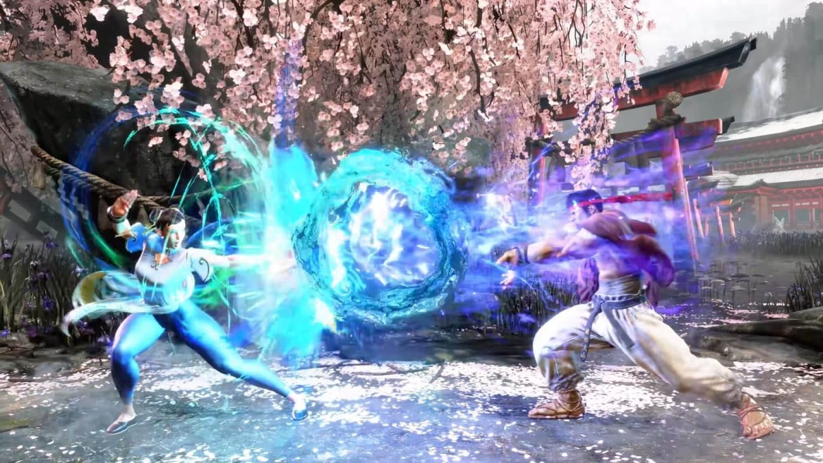 Chun Li and Ryu in a fight
