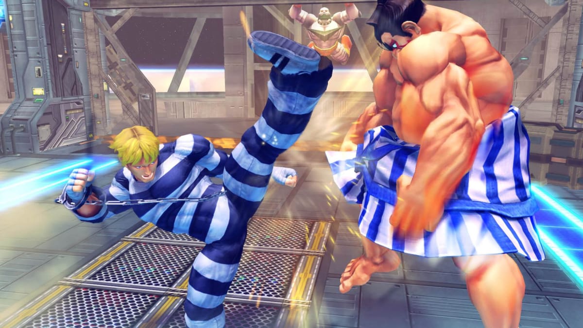 Cody kicking E. Honda in Ultra Street Fighter IV