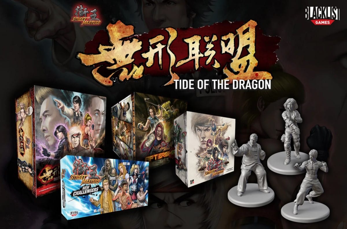 Promotional image of the Street Masters board game Tide of the Dragon expansion as seen on Indiegogo