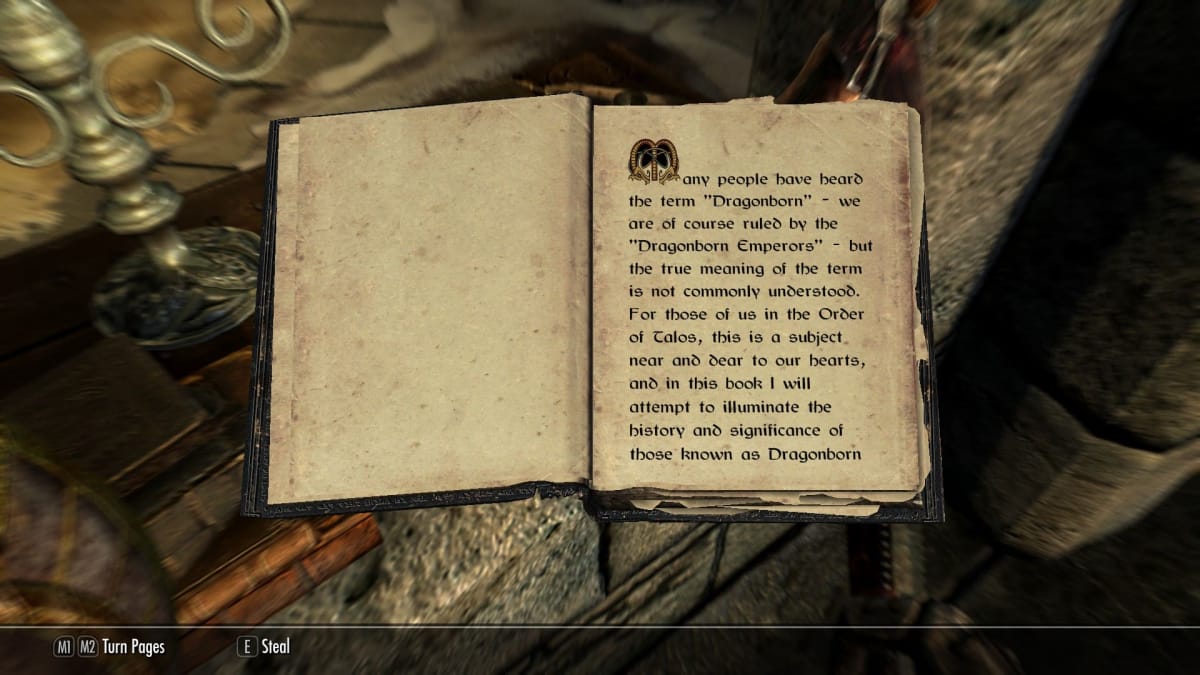 Image of a book telling the tales of dragonborn in Skyrim