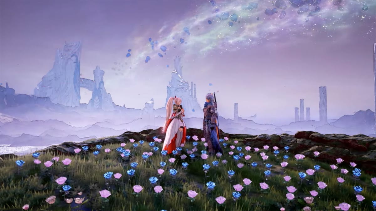 Tales of Arise - Shionne and Alphen on a field of flowers