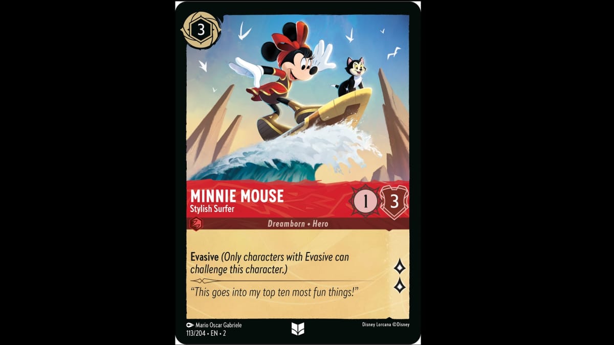 Minnie Mouse Stylish Surfer Card from the Rise of the Floodborn Disney Lorcana set.