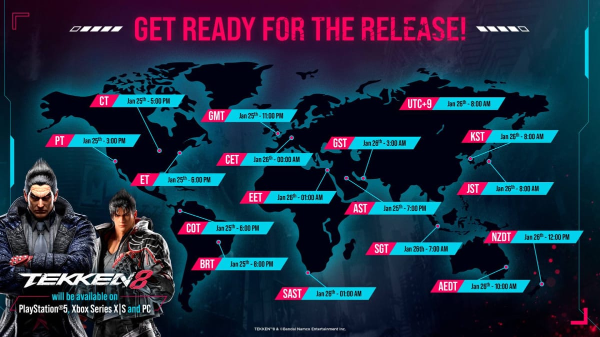 Tekken 8 Release Timings Map