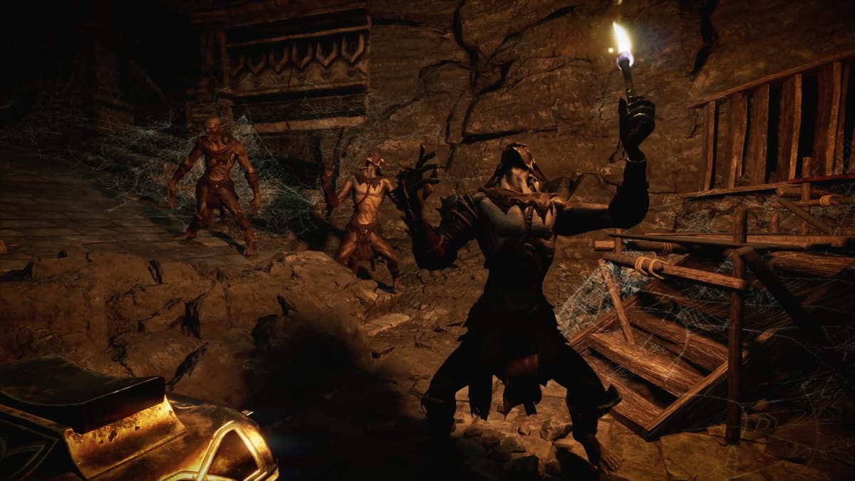 Three distinctly Orc-looking enemies in The Lord of the Rings: Return to Moria