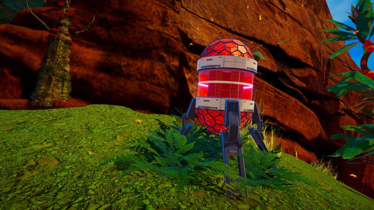 A T2 Beehive next to a cliff in The Planet Crafter