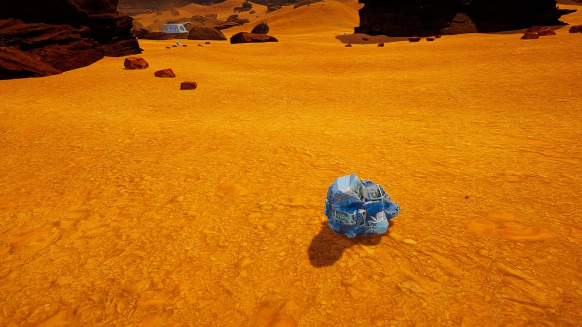 A piece of Ice on sandy ground in The Planet Crafter