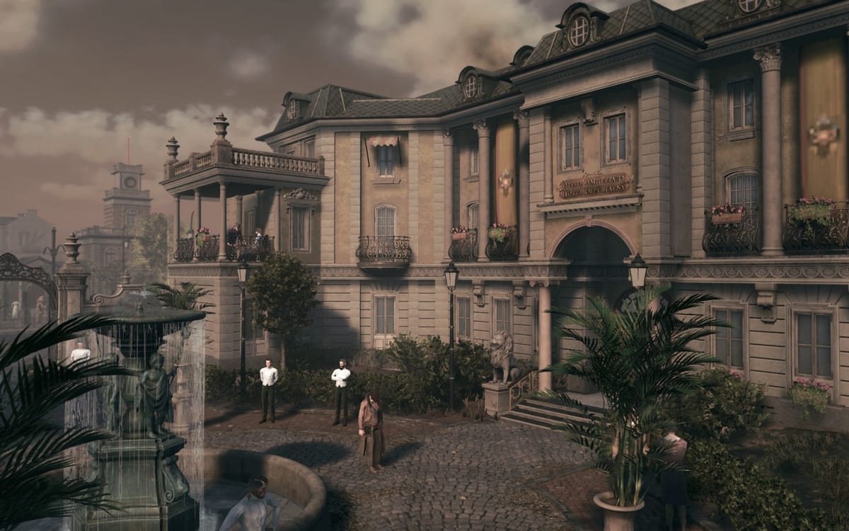 The Thaumaturge screenshot showing an establishing shot of some sort of fancy hotel