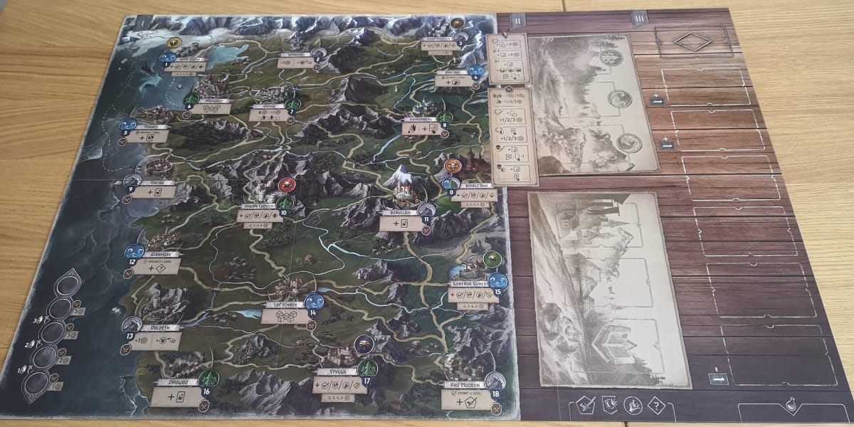An image from our The Witcher Old World Review depicting The Witcher: Old World map play board.