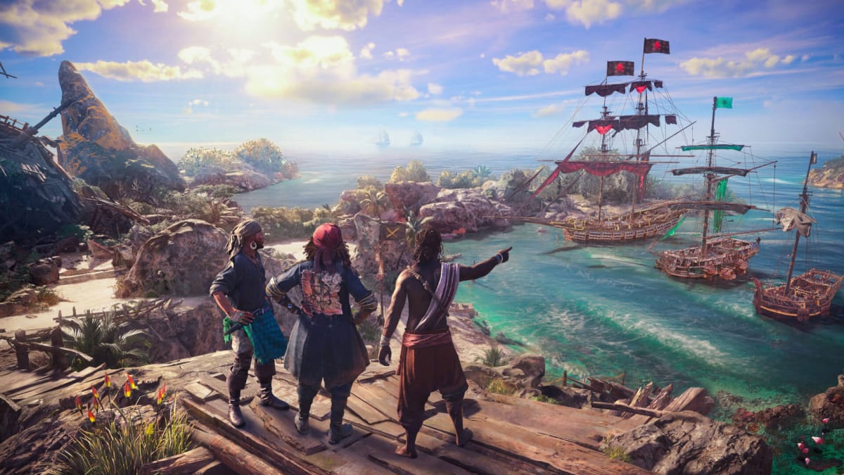 Pirates looking out over the sea in Ubisoft's Skull and Bones, which did not feature on Circana's player engagement charts