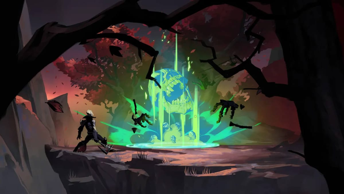 Artwork showing vampires engaging with V Rising's magic system by casting a skull-shaped spell