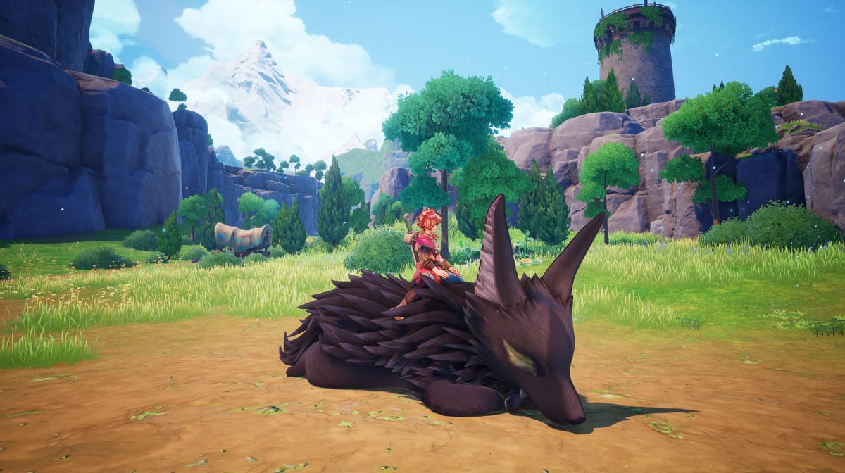 A giant fox in a field in Visions of Mana 