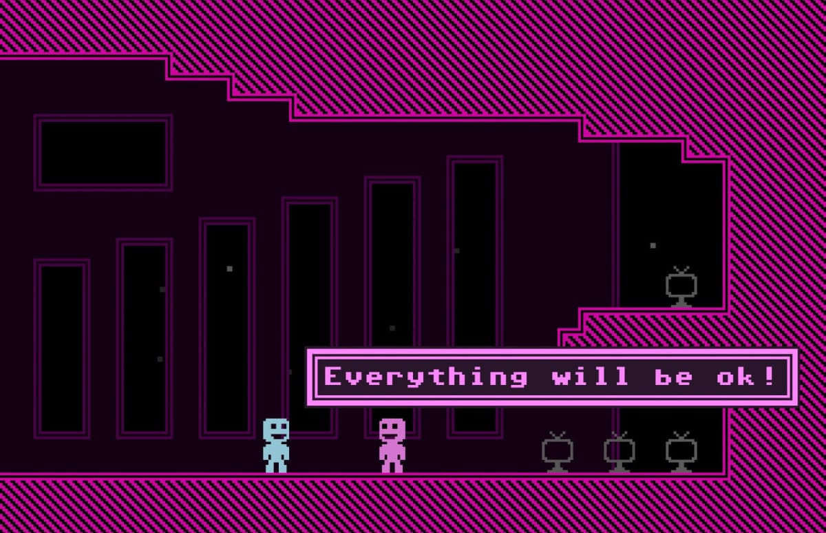A character telling another "Everything will be ok!" in VVVVVV
