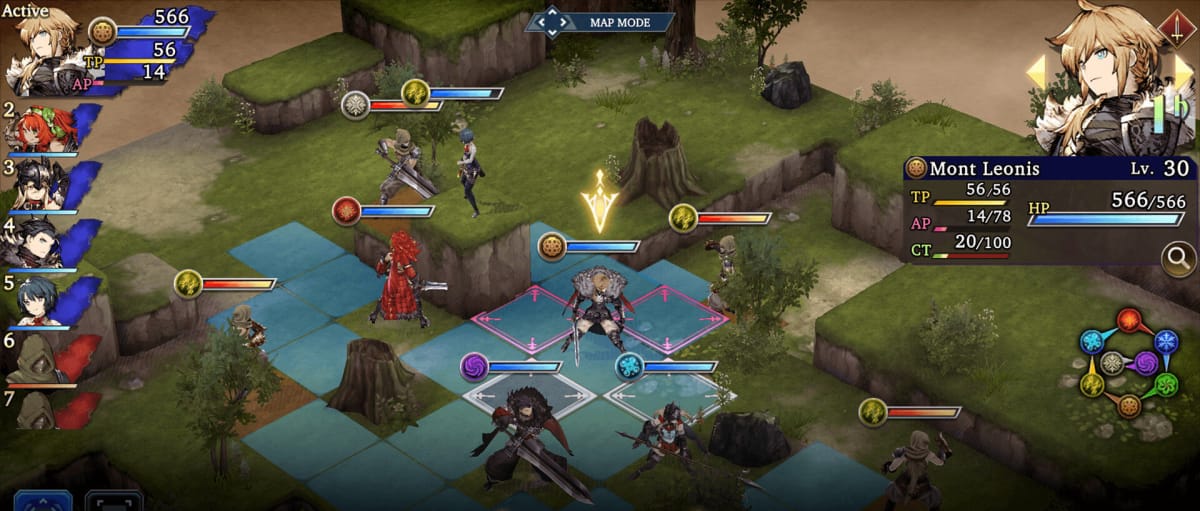 A tactical battle scene in War of the Visions: Final Fantasy Brave Exvius