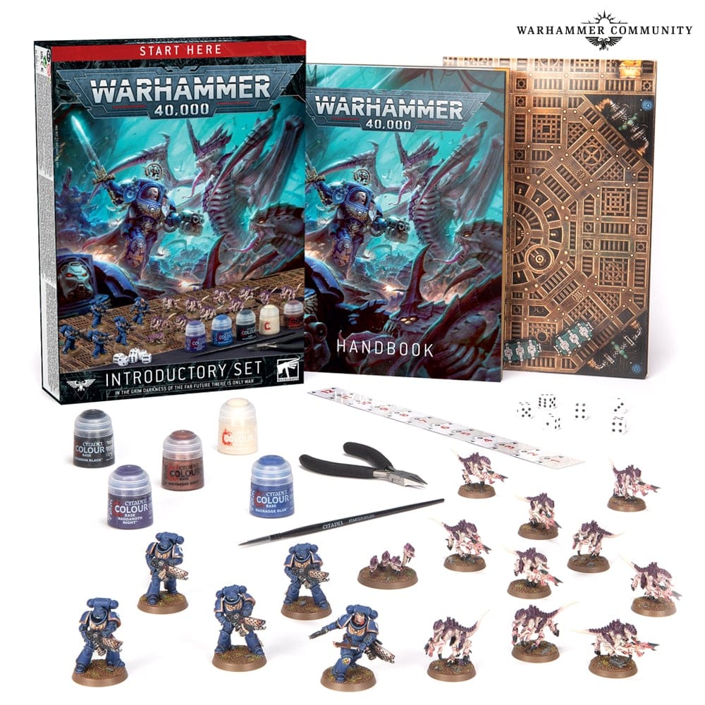 An image of Warhammer 40K Introductory Set Review depicting the box contents included in the set.