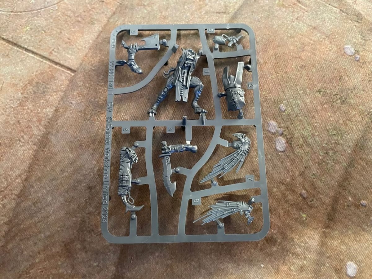 This is an image of the sprue for the Kroot Flesh Shaper as found in the Kroot Hunting Pack