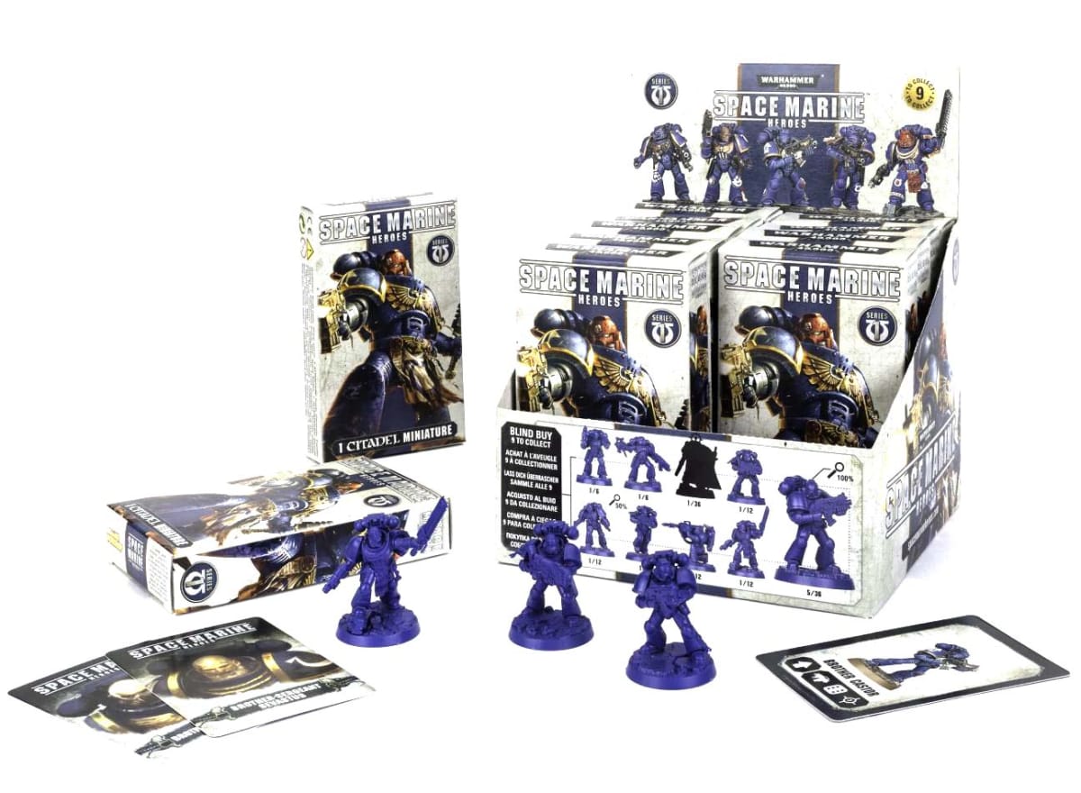 The components of the Western rerelease of Space Marine Heroes Season 1.