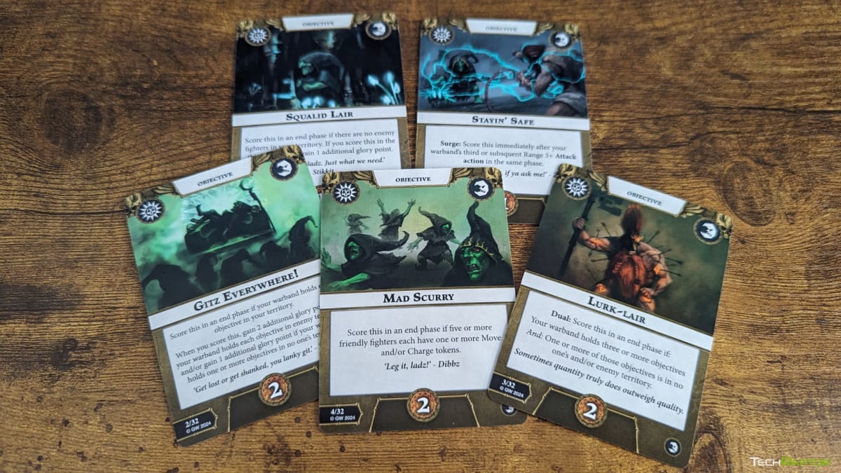 Warhammer Underworld Rivals of the Mirrored City Zarbag's Gitz Objective and Gambit Cards