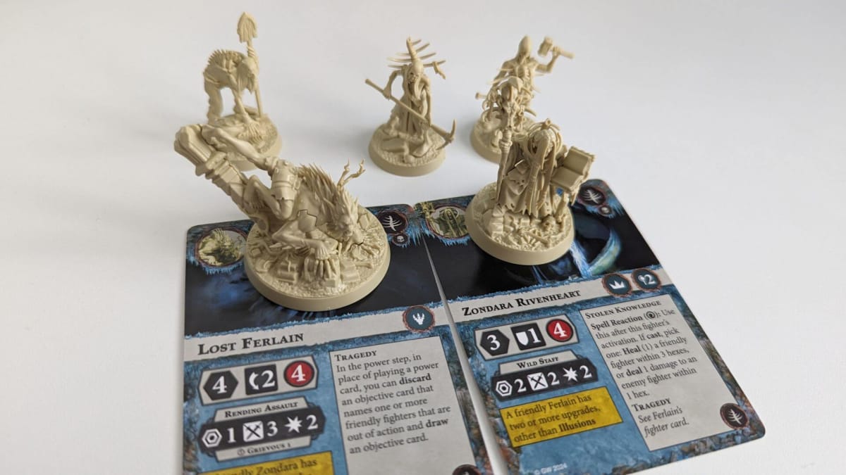 Miniatures and two Fighter cards for Warhammer Underworlds Deathgorge Zondra's Gravebreakers