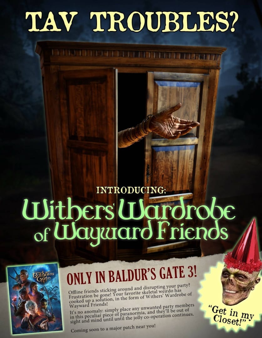 A funny faux "ad" for Withers’ Wardrobe of Wayward Friends
