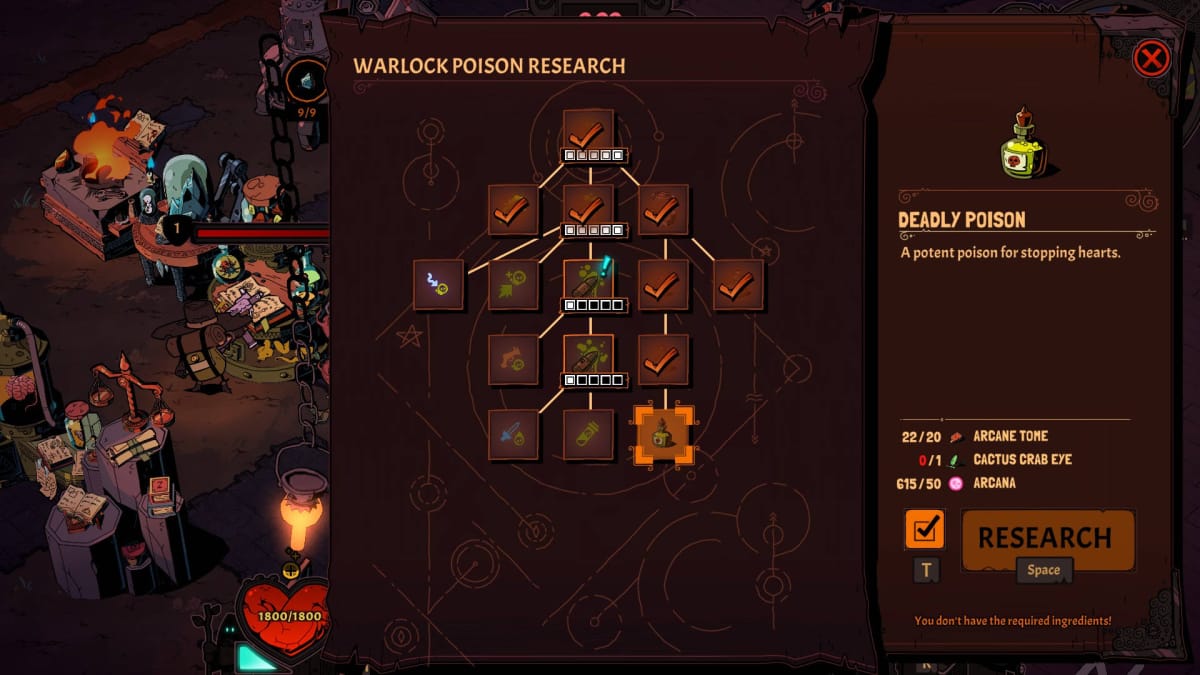 Wizard with a Gun Resources Guide - Highlighting Deadly Poison in the Poison Research Station in the Tower