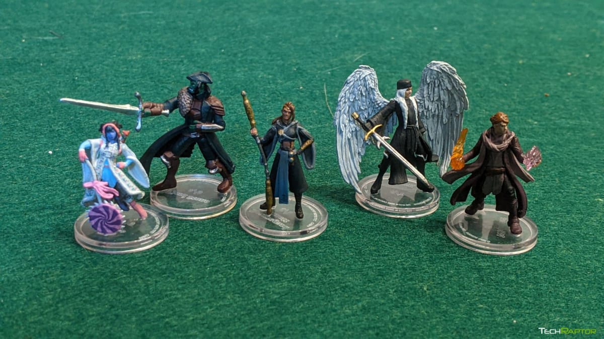 The Wizkids Critical Role Mighty Nein Miniatures half of the party